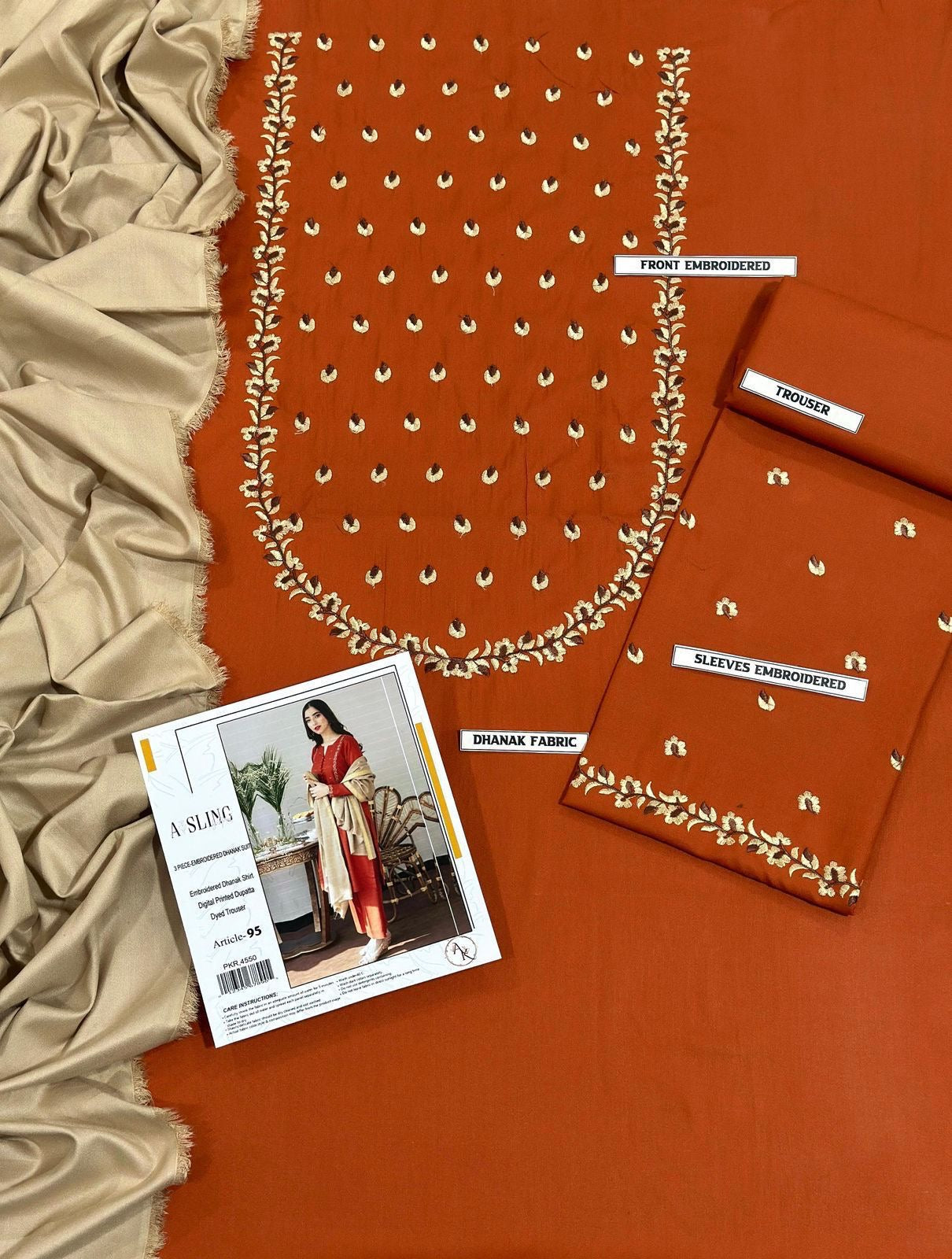 URGE Airjet Dhanak 3 Piece Embroidered Collection – Premium Winter Wear