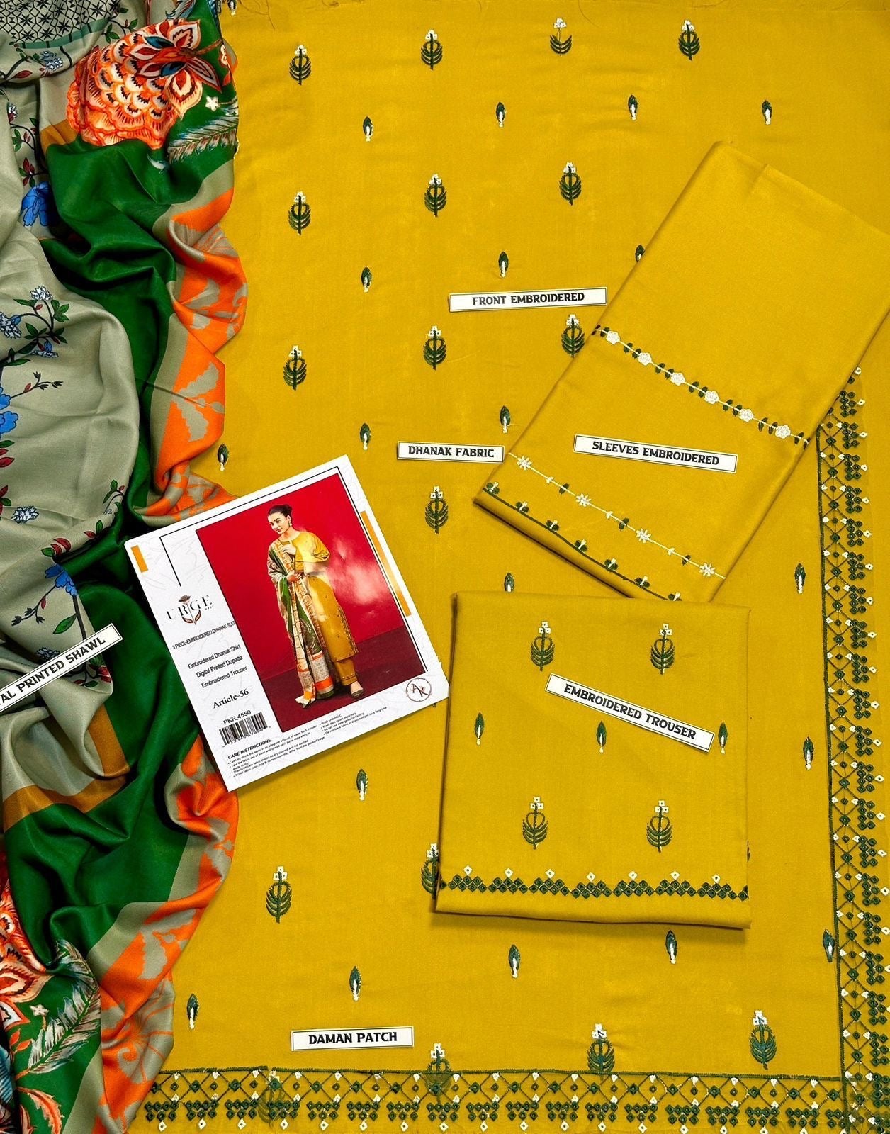 URGE Airjet Dhanak 3 Piece Embroidered Collection – Premium Winter Wear