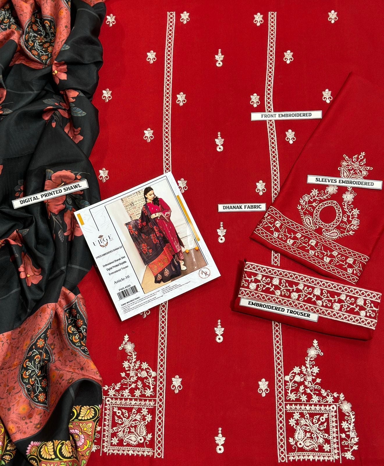 URGE Airjet Dhanak 3 Piece Embroidered Collection – Premium Winter Wear