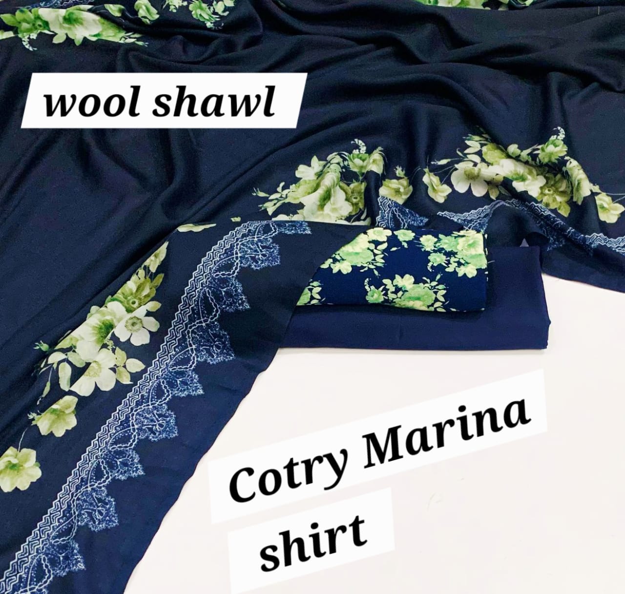 Marina Cotton 3-Piece Collection with Fancy Wool Shawl