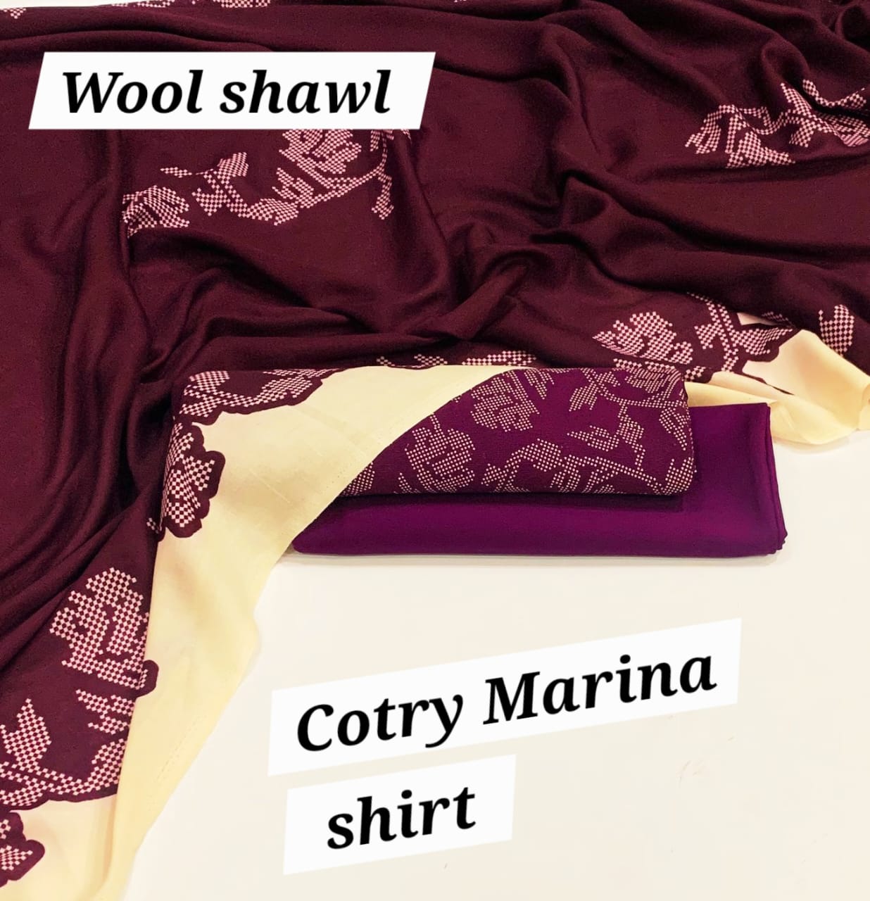 Marina Cotton 3-Piece Collection with Fancy Wool Shawl