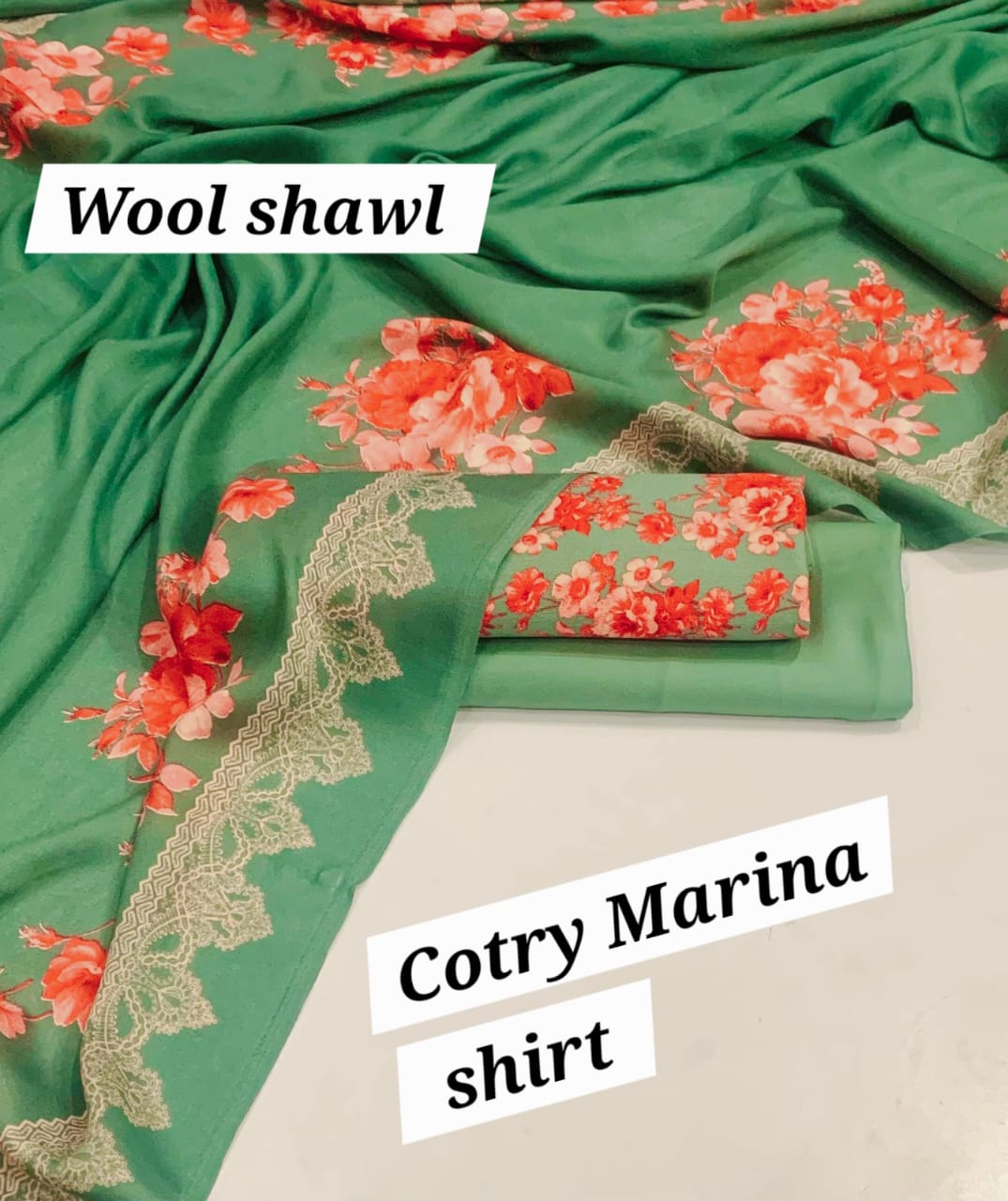 Marina Cotton 3-Piece Collection with Fancy Wool Shawl