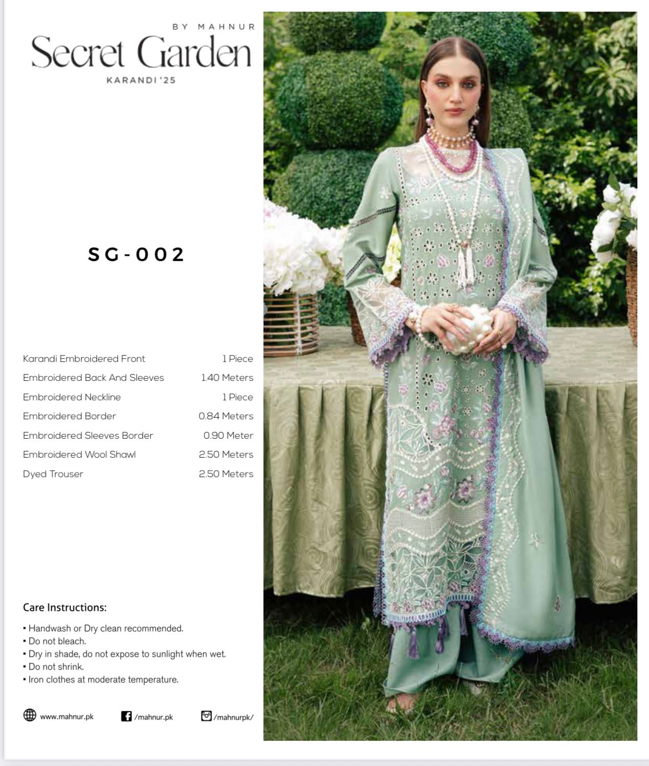 MAHNUR Secret Garden Luxury Karandi Collection – Embroidered 3-Piece Suit with Shawl