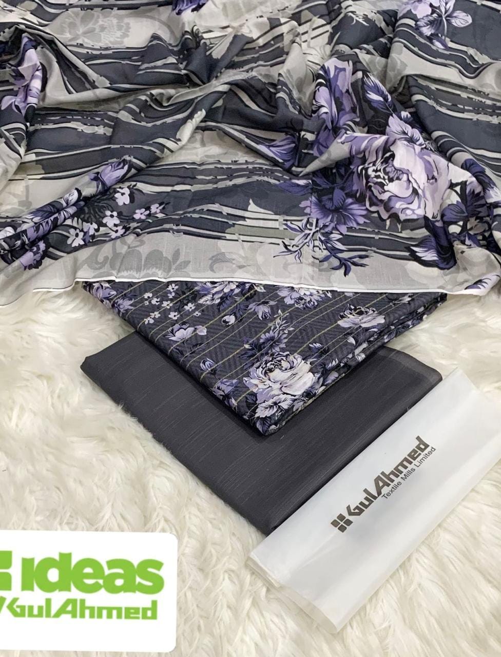 Gul Ahmed Khaddar 3pc Zari Fancy shirt with plan trouser and khaddar Duppata