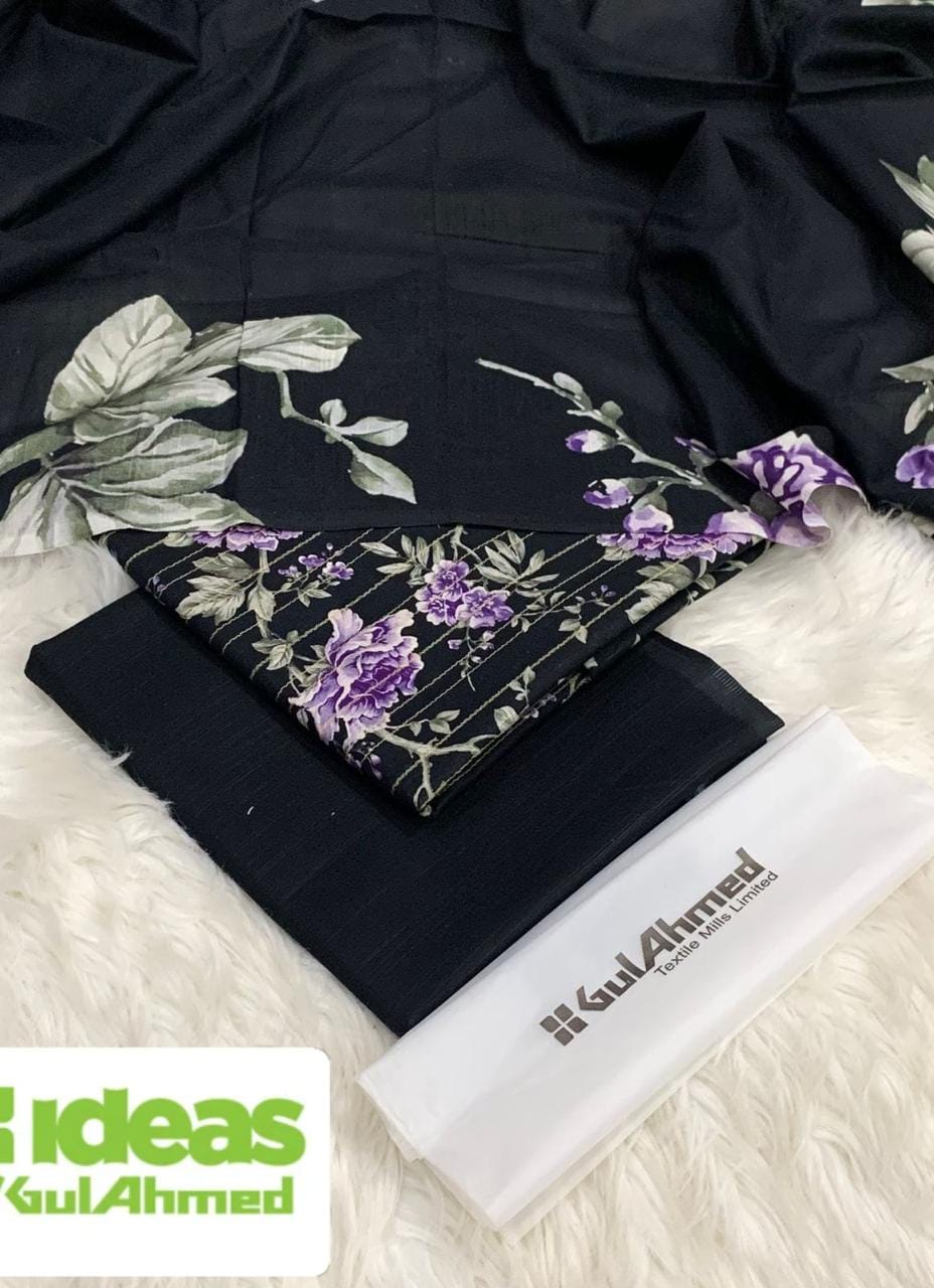 Gul Ahmed Khaddar 3pc Zari Fancy shirt with plan trouser and khaddar Duppata