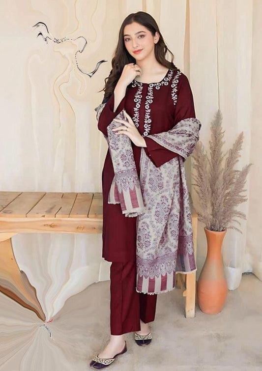 URGE Airjet Dhanak 3 Piece Embroidered Collection – Premium Winter Wear