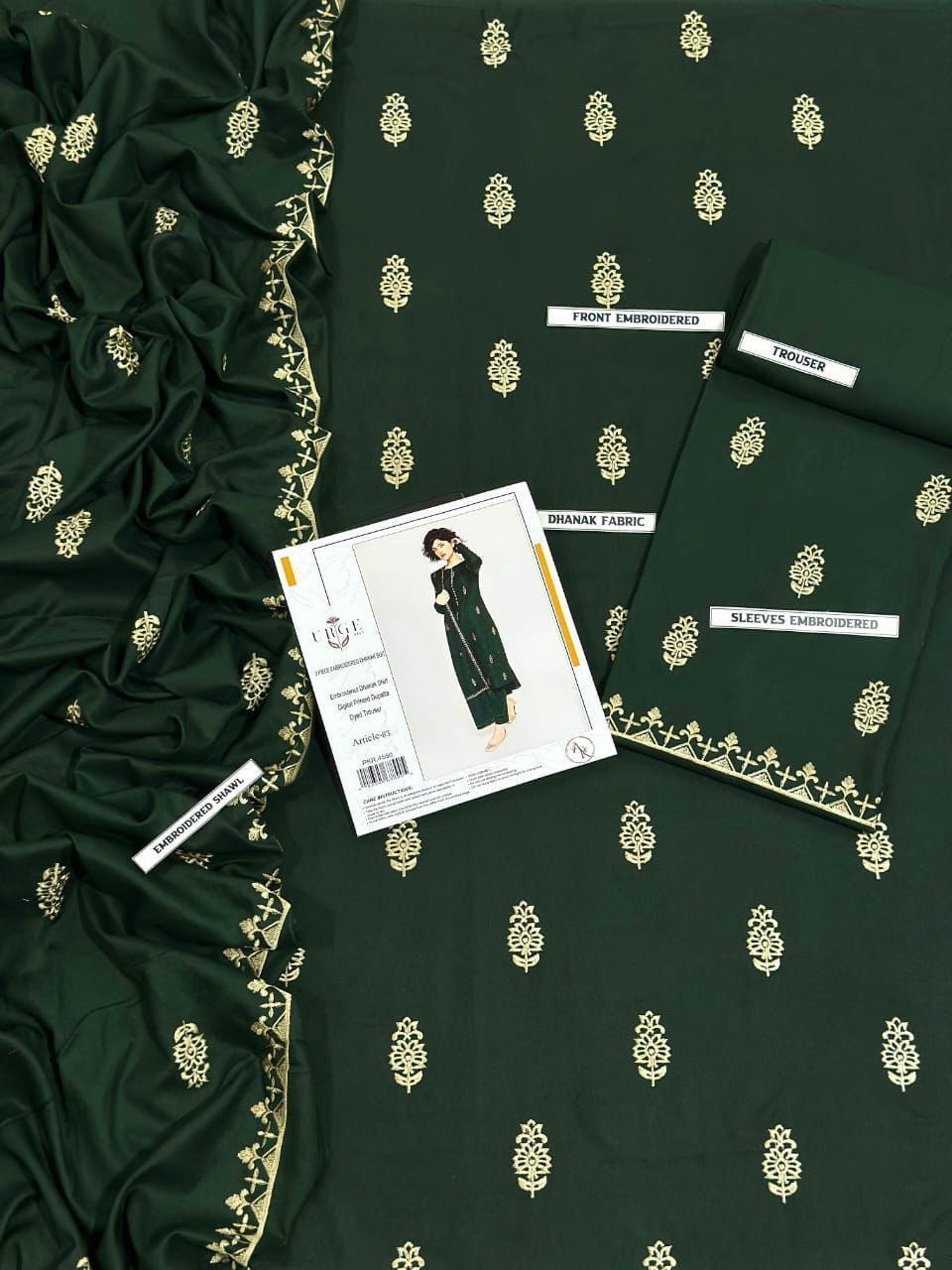 URGE Airjet Dhanak 3 Piece Embroidered Collection – Premium Winter Wear