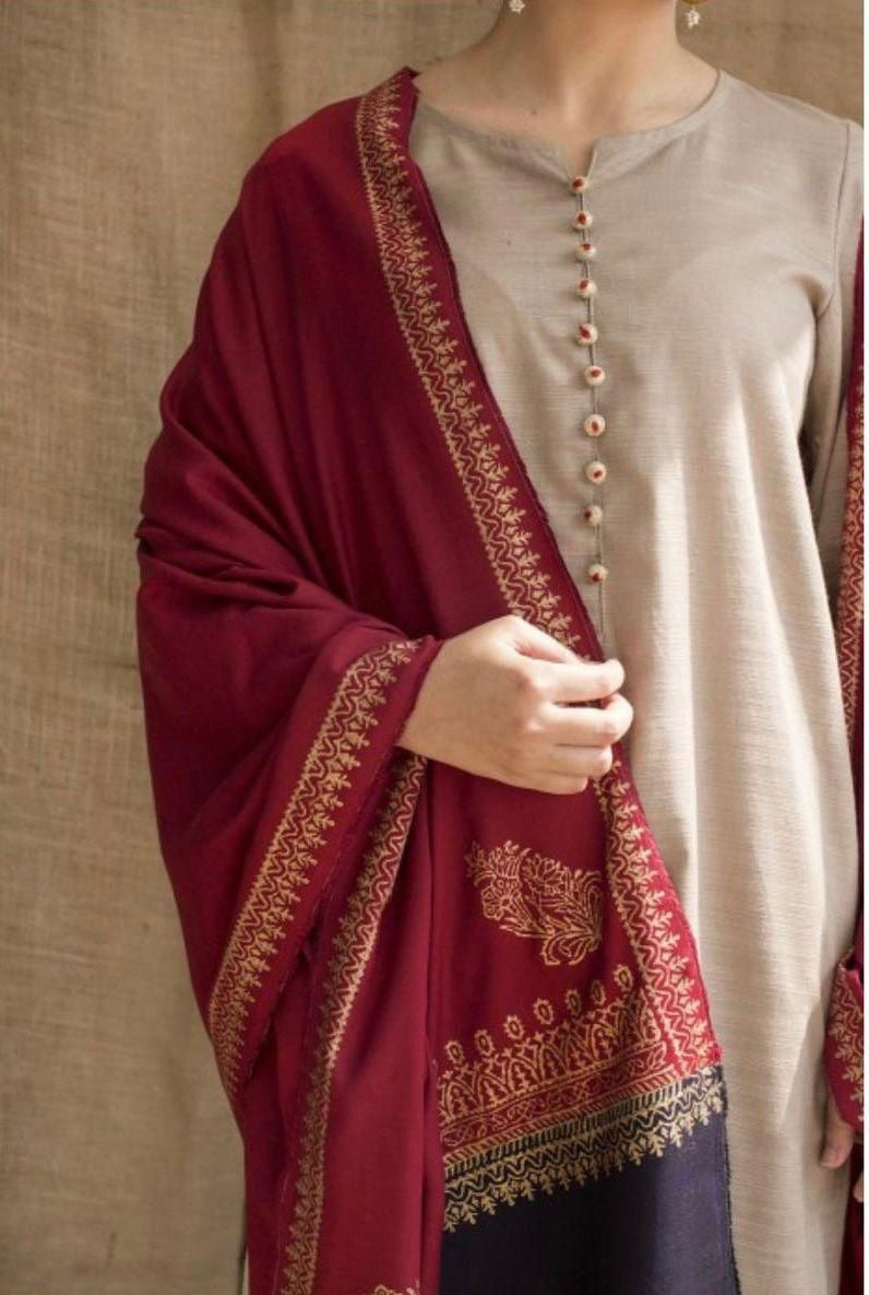 URGE Airjet Dhanak 3 Piece Embroidered Collection – Premium Winter Wear