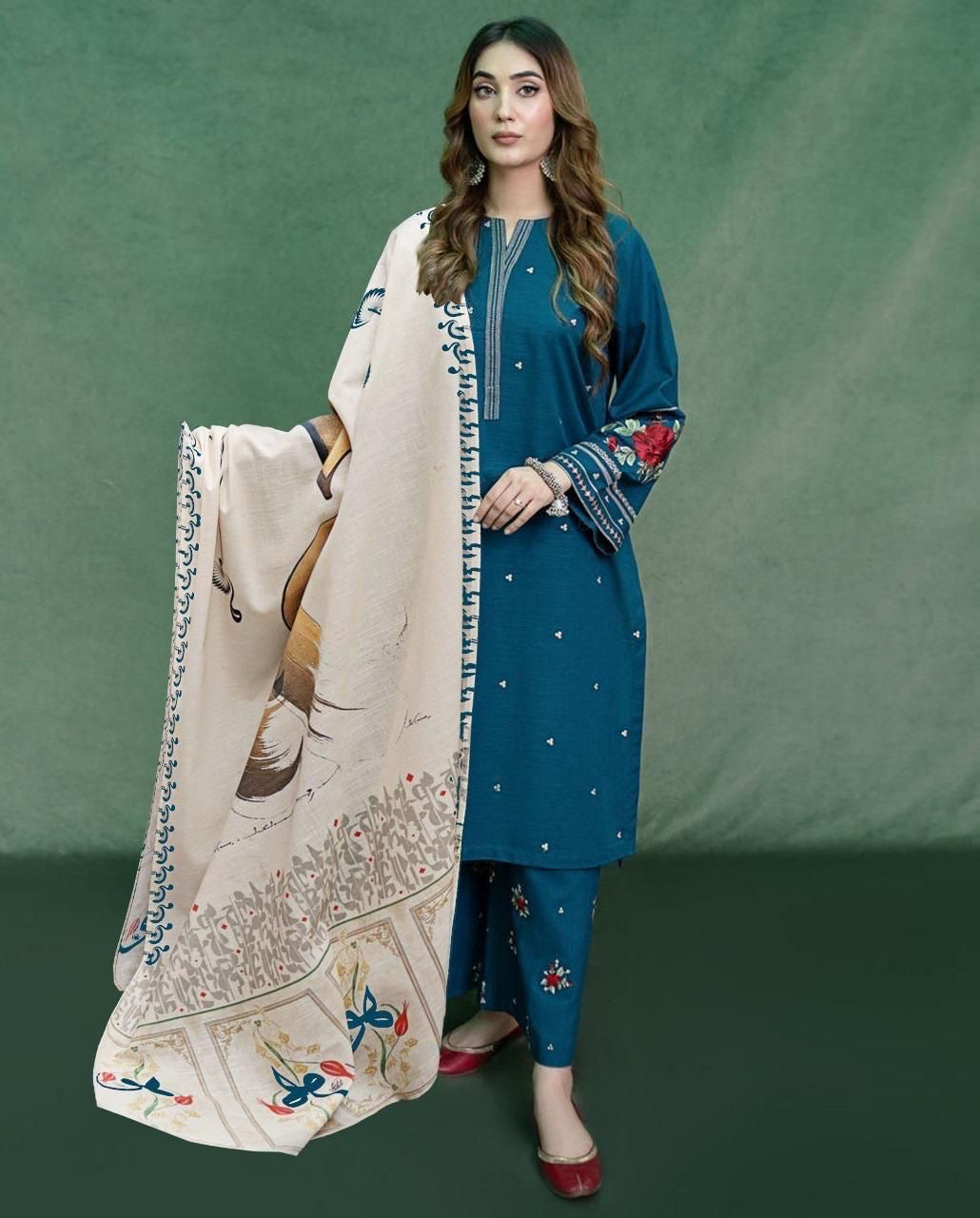 URGE Airjet Dhanak 3 Piece Embroidered Collection – Premium Winter Wear
