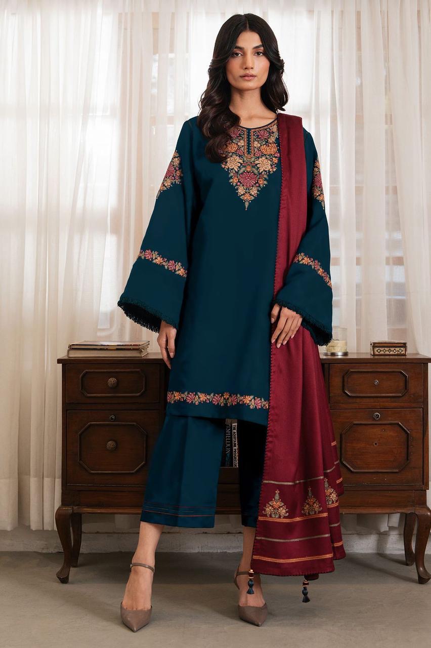 Jazmin Most Demanding Edition – 3 Piece Unstitched Dhanak Embroidered Suit