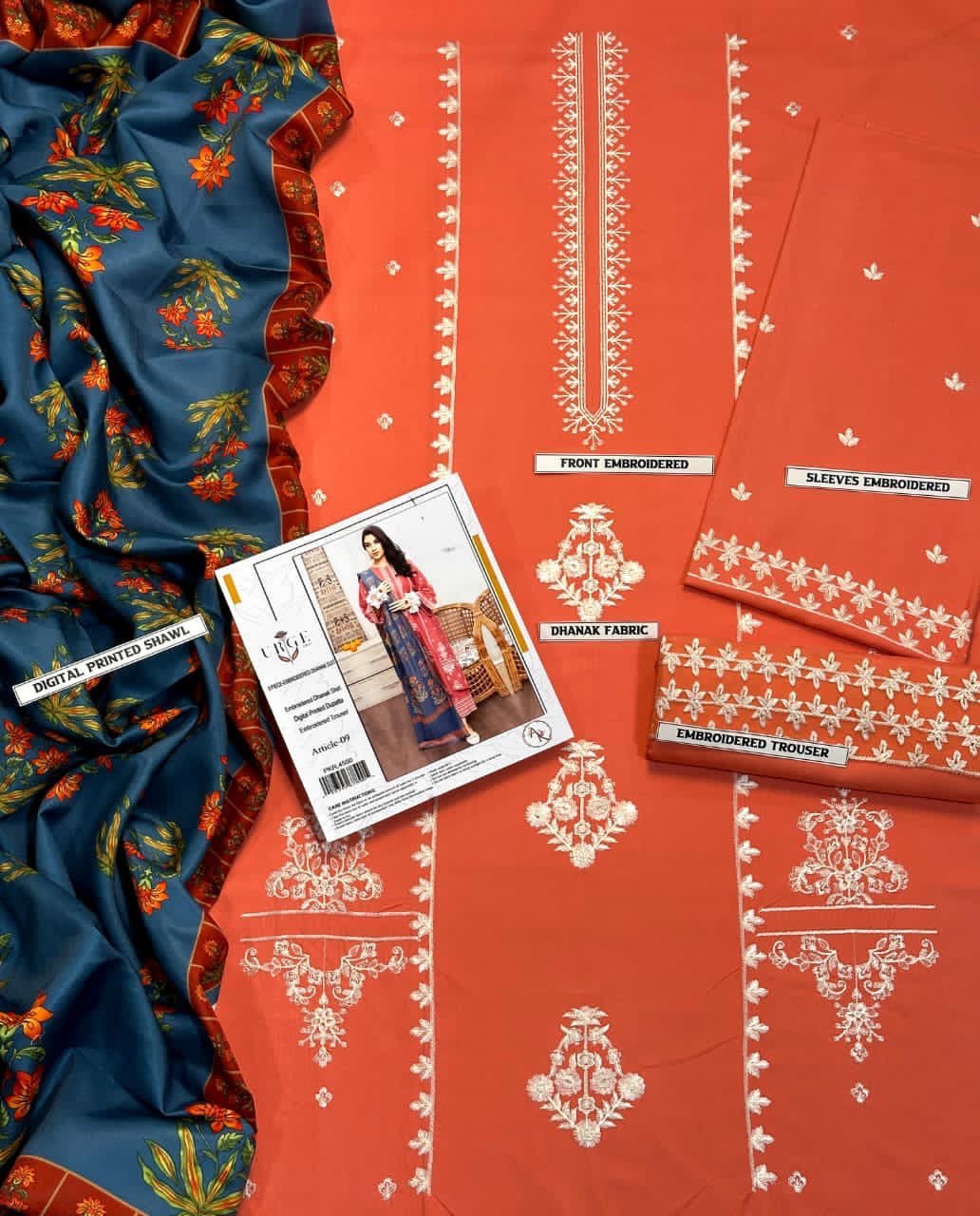 URGE Airjet Dhanak 3 Piece Embroidered Collection – Premium Winter Wear