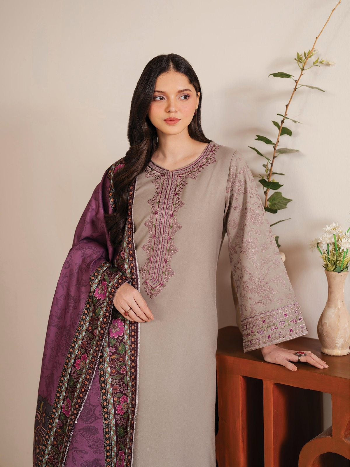 URGE Airjet Dhanak 3 Piece Embroidered Collection – Premium Winter Wear