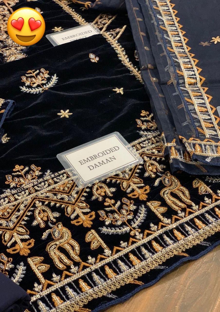 Asim Jofa Ayeza Edit – Makhmal Velvet Embroidered Collection (MD 1147)