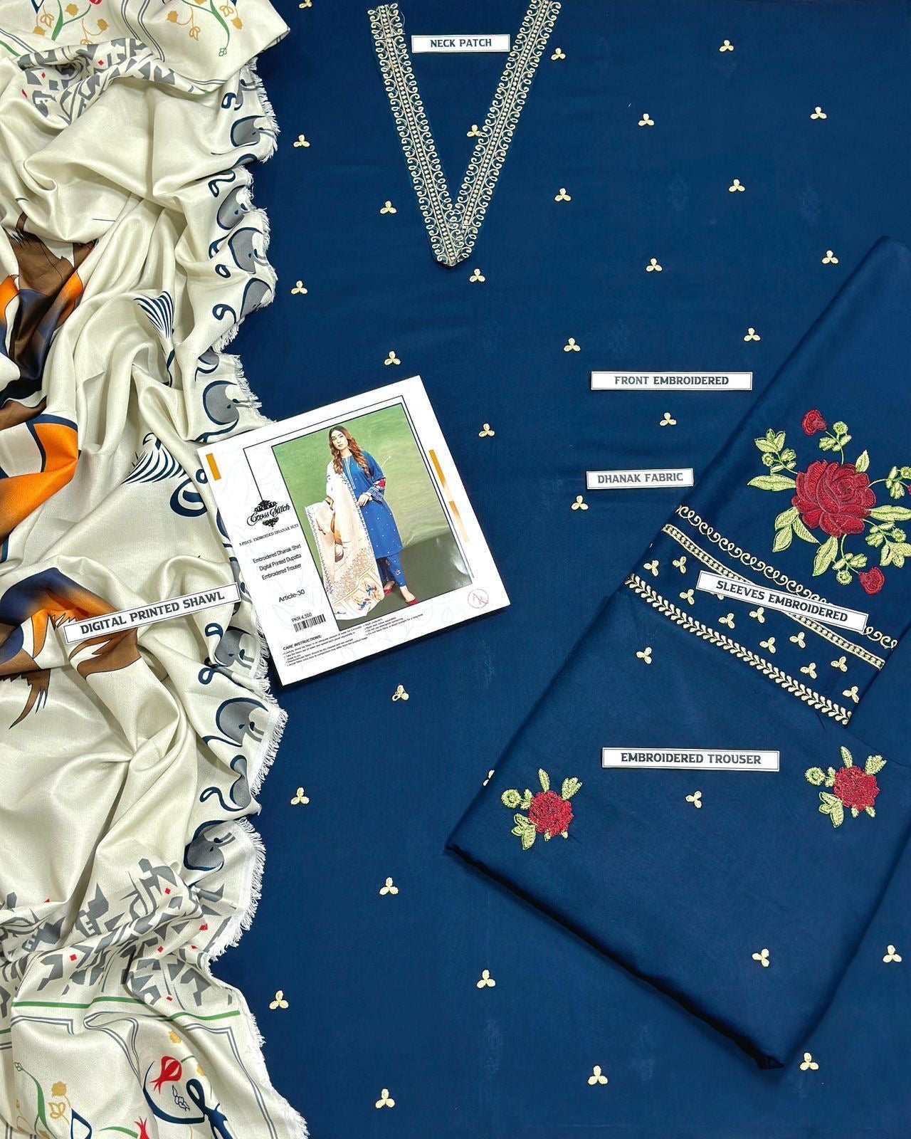 URGE Airjet Dhanak 3 Piece Embroidered Collection – Premium Winter Wear