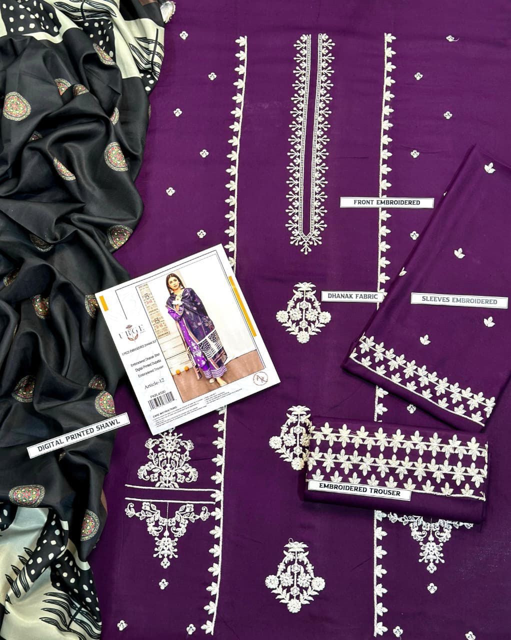 URGE Airjet Dhanak 3 Piece Embroidered Collection – Premium Winter Wear