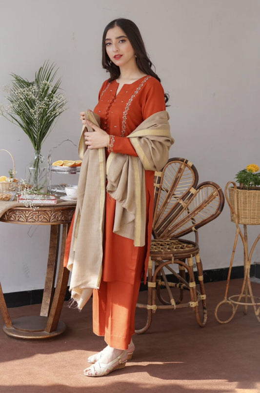 URGE Airjet Dhanak 3 Piece Embroidered Collection – Premium Winter Wear