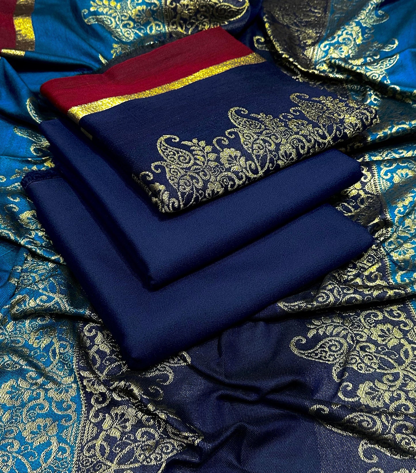 Dhanak Marina 3 Piece Collection – Plain Shirt & Trouser with Jacquard Fancy Shawl