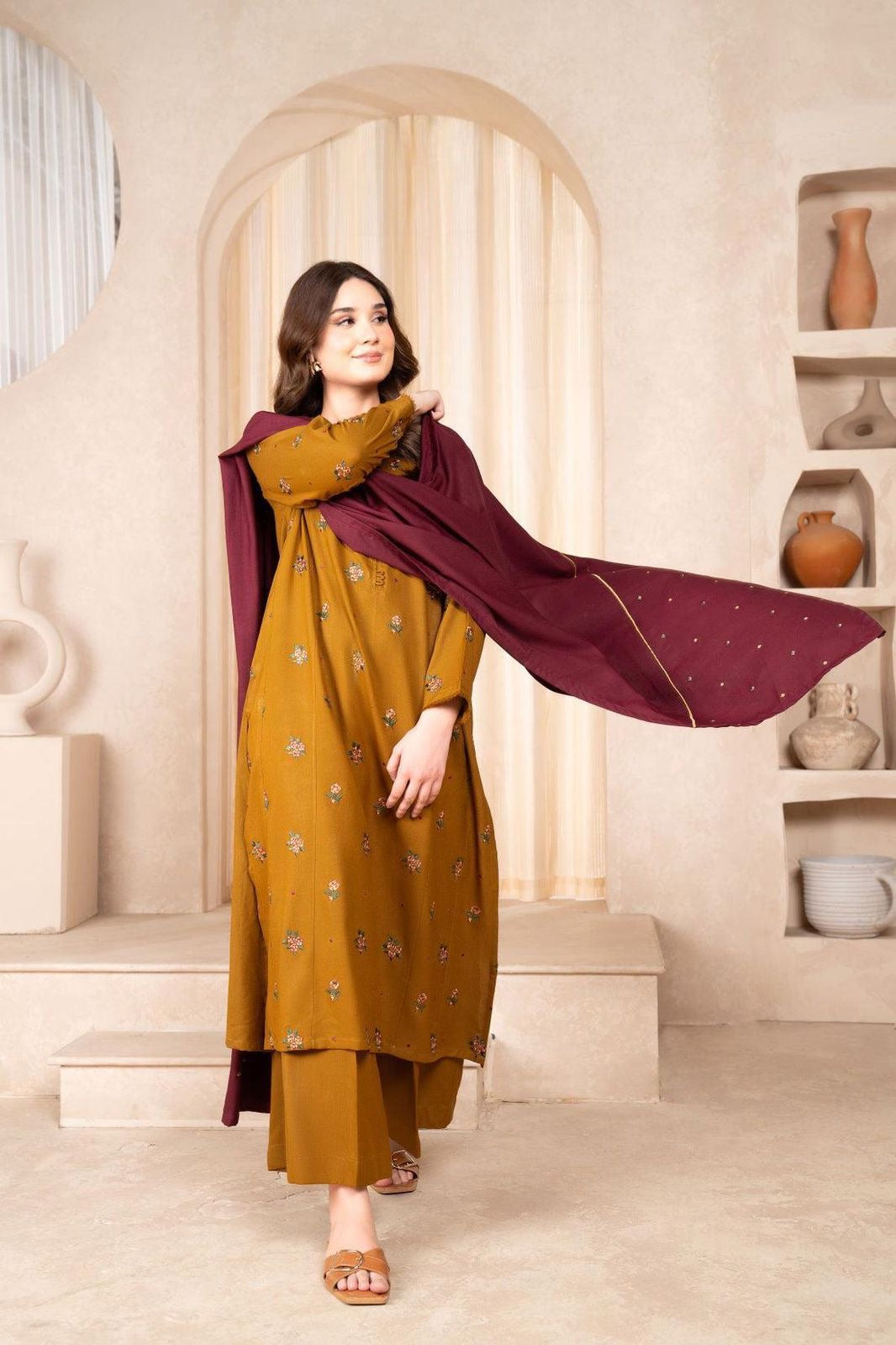 URGE Airjet Dhanak 3 Piece Embroidered Collection – Premium Winter Wear