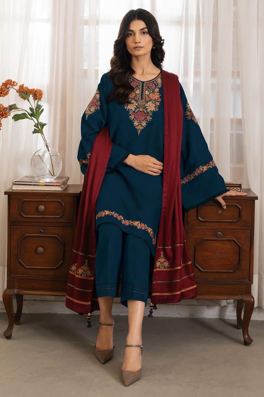 Jazmin Most Demanding Edition – 3 Piece Unstitched Dhanak Embroidered Suit