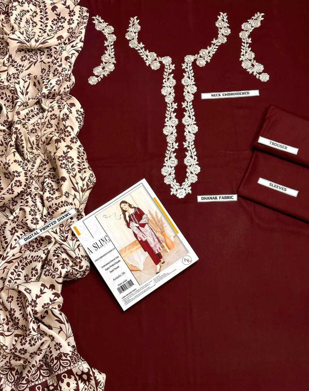 URGE Airjet Dhanak 3 Piece Embroidered Collection – Premium Winter Wear