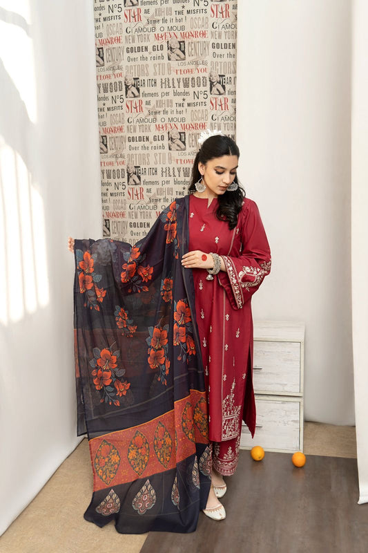 URGE Airjet Dhanak 3 Piece Embroidered Collection – Premium Winter Wear