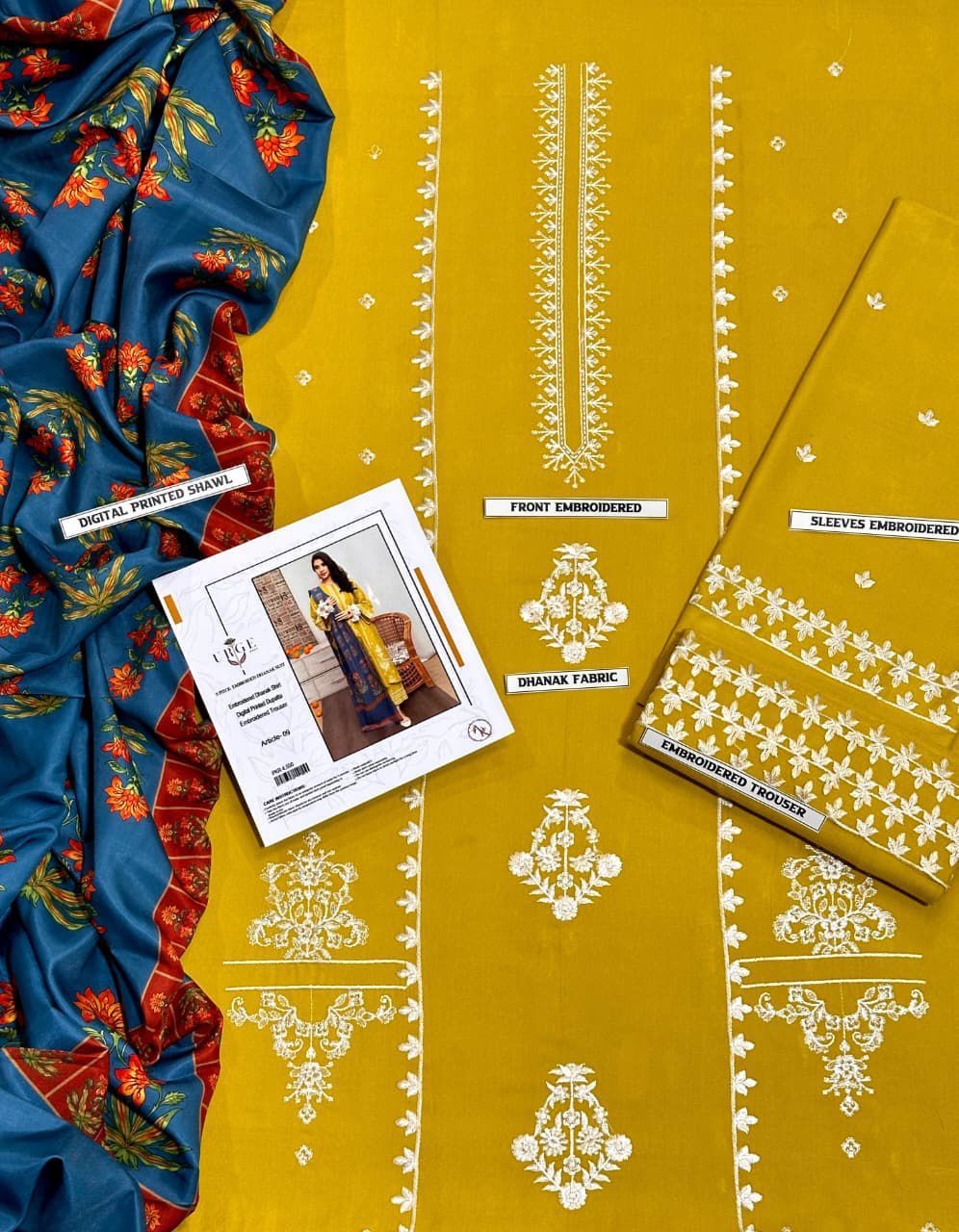 URGE Airjet Dhanak 3 Piece Embroidered Collection – Premium Winter Wear