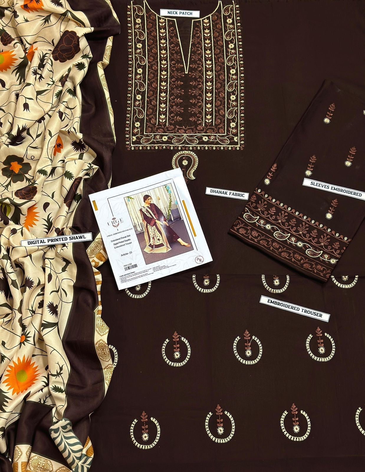 URGE Airjet Dhanak 3 Piece Embroidered Collection – Premium Winter Wear