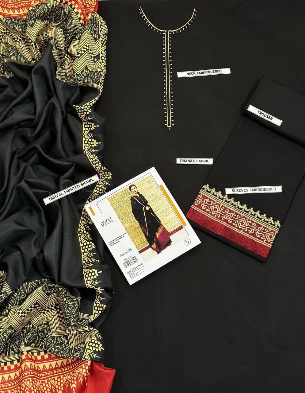 URGE Airjet Dhanak 3 Piece Embroidered Collection – Premium Winter Wear