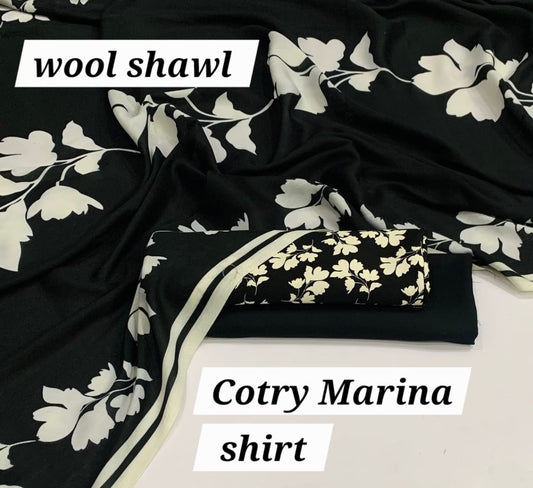 Marina Cotton 3-Piece Collection with Fancy Wool Shawl
