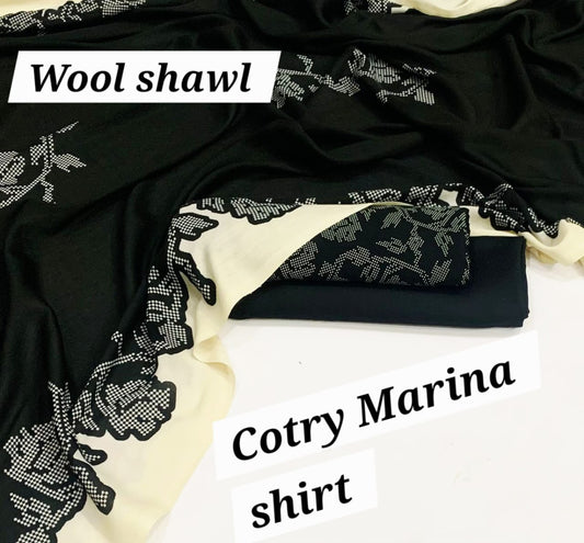 Marina Cotton 3-Piece Collection with Fancy Wool Shawl