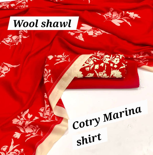 Marina Cotton 3-Piece Collection with Fancy Wool Shawl