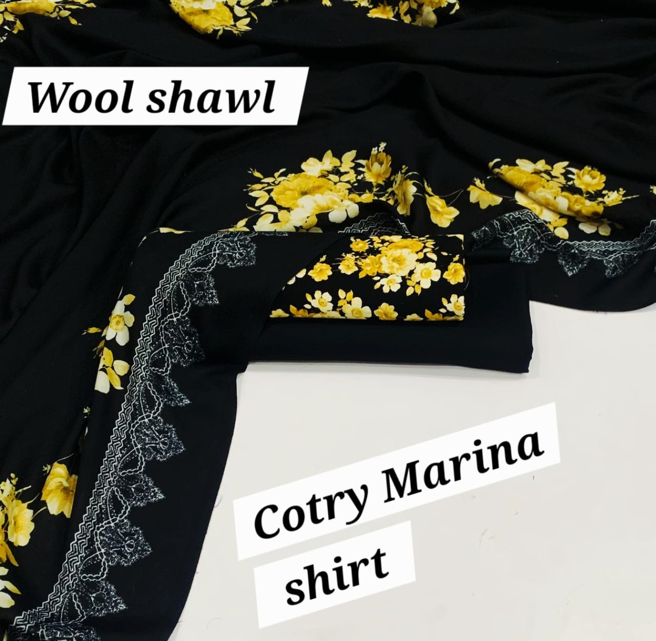 Marina Cotton 3-Piece Collection with Fancy Wool Shawl