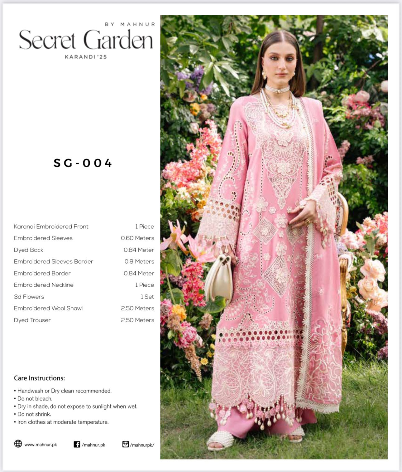 MAHNUR Secret Garden Luxury Karandi Collection – Embroidered 3-Piece Suit with Shawl