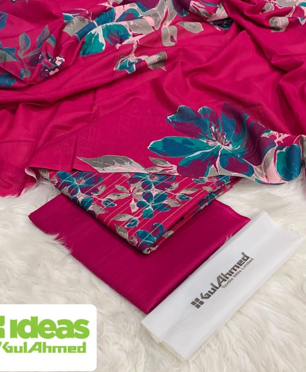 Gul Ahmed Khaddar 3pc Zari Fancy shirt with plan trouser and khaddar Duppata