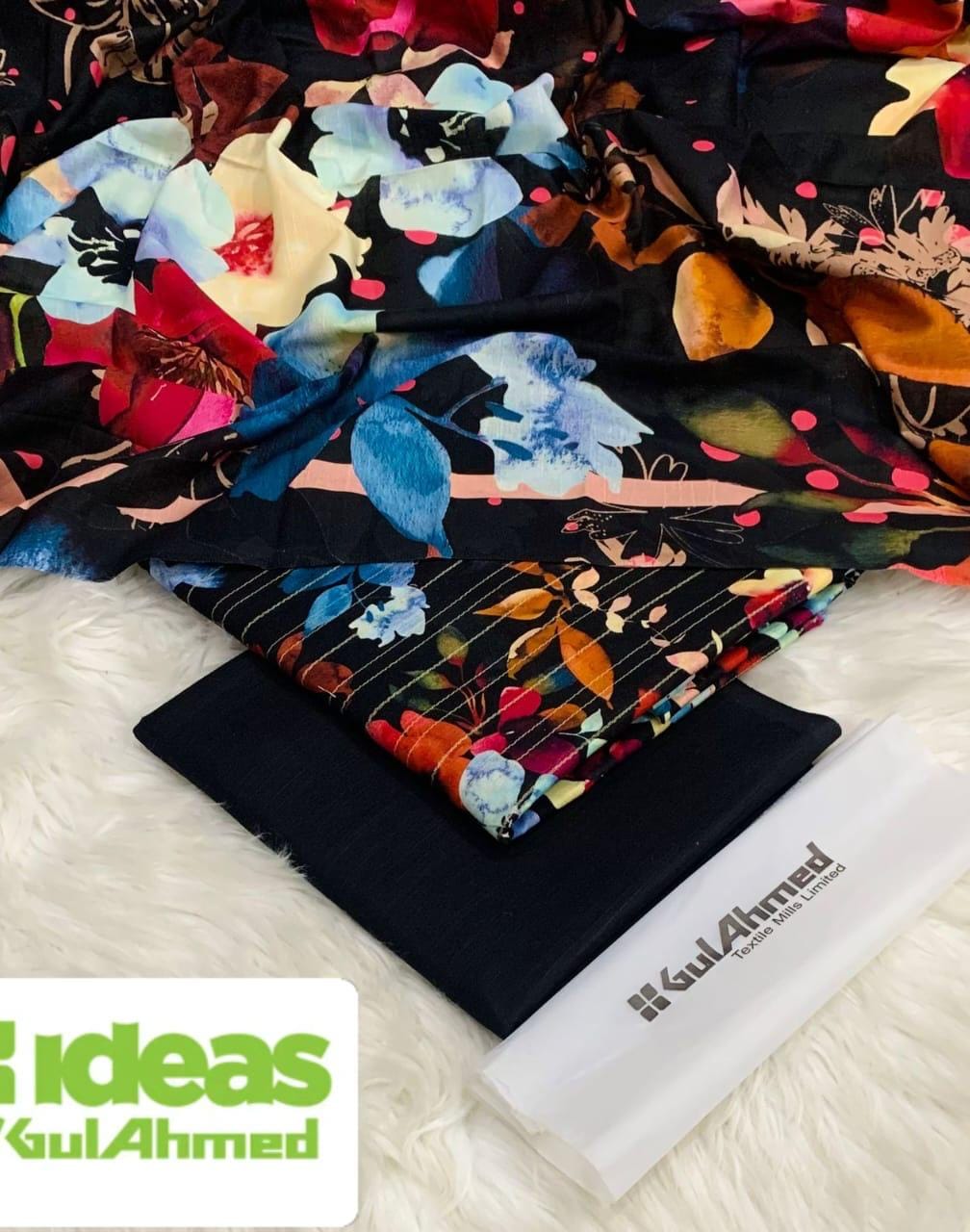 Gul Ahmed Khaddar 3pc Zari Fancy shirt with plan trouser and khaddar Duppata