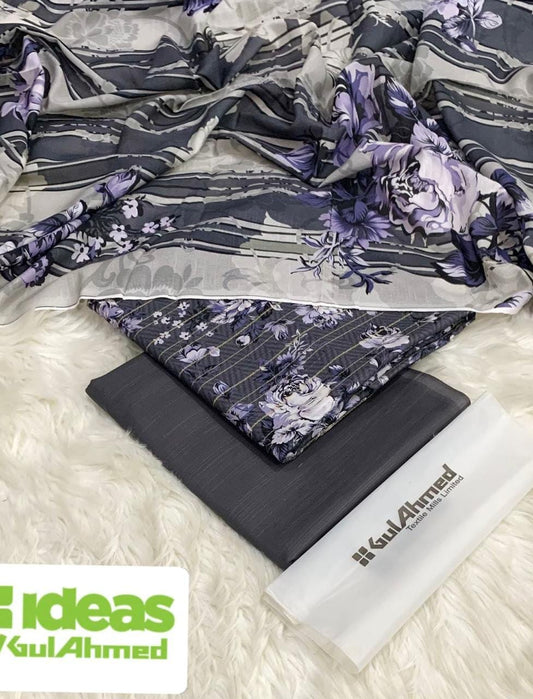 Gul Ahmed Khaddar 3pc Zari Fancy shirt with plan trouser and khaddar Duppata