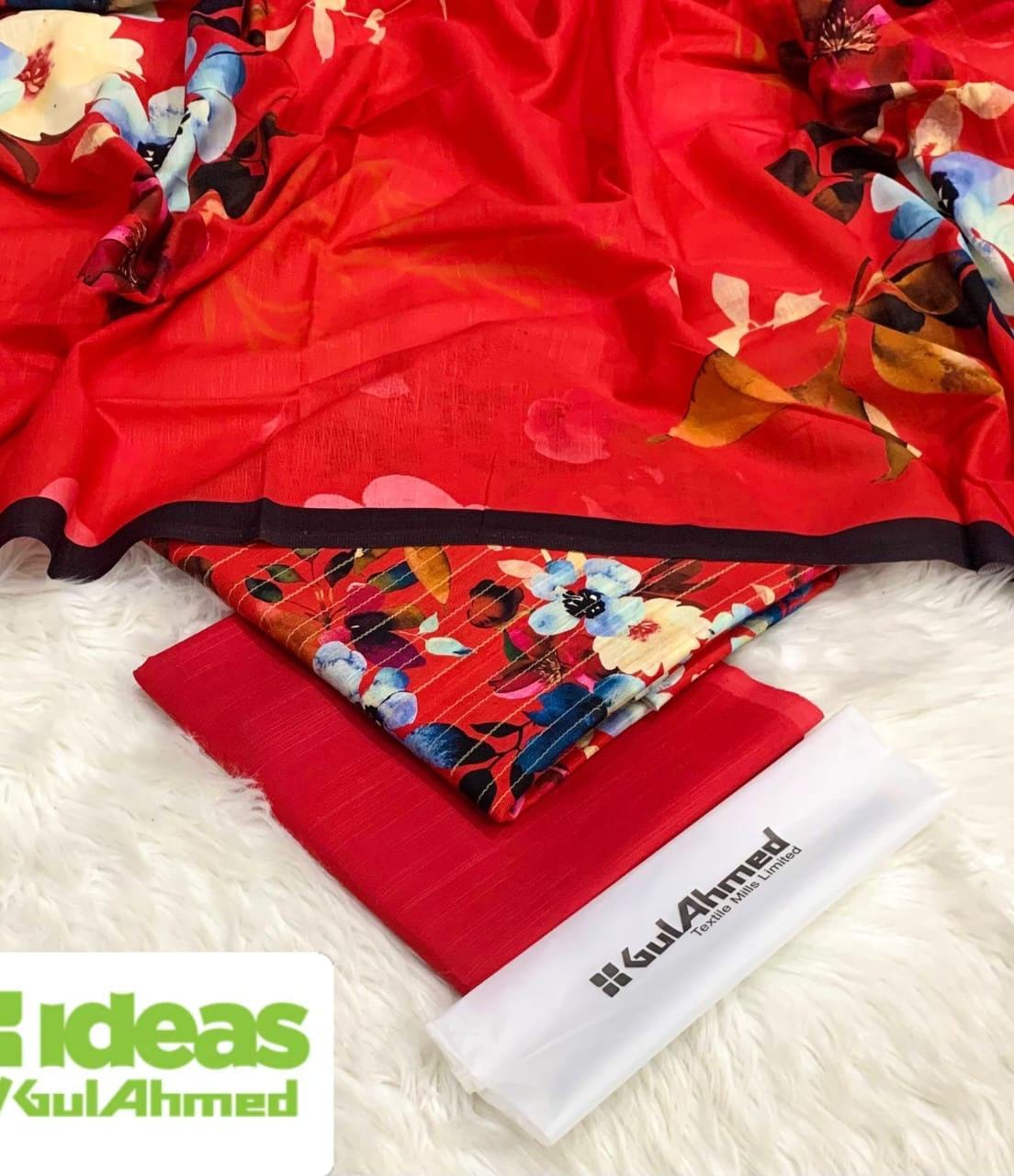 Gul Ahmed Khaddar 3pc Zari Fancy shirt with plan trouser and khaddar Duppata