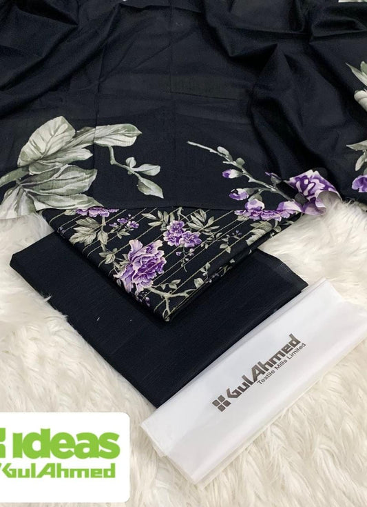 Gul Ahmed Khaddar 3pc Zari Fancy shirt with plan trouser and khaddar Duppata